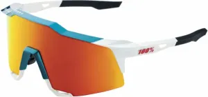 100% Speedcraft Gloss Metallic Bora Matte White/HiPER Red Multilayer Mirror Lens Occhiali da ciclismo