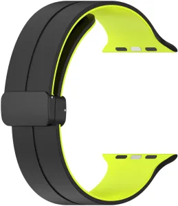 4wrist Cinturino in silicone con chiusura magnetica per Apple Watch 42/44/45/49 mm - Black/Green