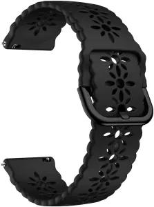 4wrist Cinturino in silicone con motivo floreale 20 mm - Black