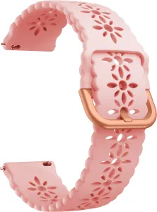 4wrist Cinturino in silicone con motivo floreale 20 mm - Pink
