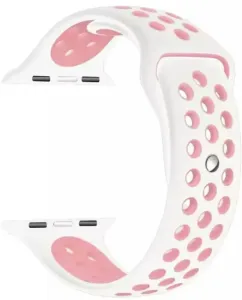 4wrist Cinturino in silicone per Apple Watch - Bianco/Rosa chiaro 38/40/41 mm