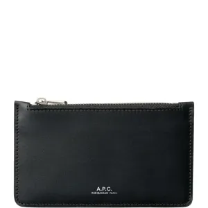 A.p.c Mens Walter Leather Cardholder Black - ONE SIZE BLACK