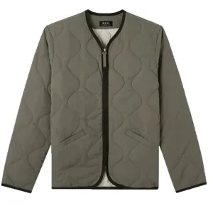 A.p.c Mens Fred Quilted Jacket Khaki - M GREEN