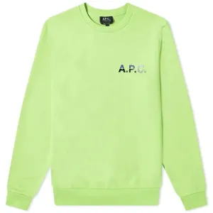 A.P.C. Men's Michael Fluorescent Logo Sweatshirt Light Green - GREEN S