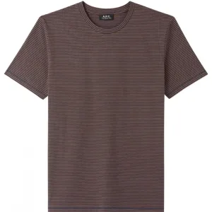 A.P.C Men's Aurelian Stripe Cotton T-shirt Brown - BROWN S