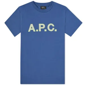 A.P.C Men's Logo T-shirt Blue - XL BLUE