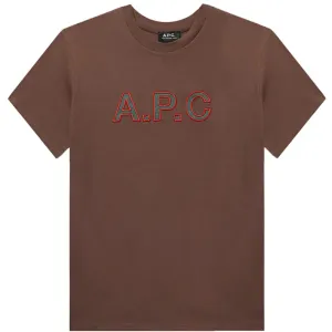 A.P.C Men's Logo T-shirt Brown - M BROWN