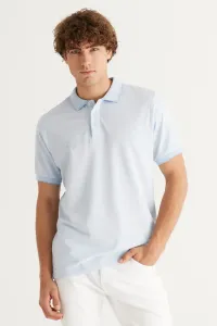 AC&Co / Altınyıldız Classics Men's Anti-shrinking Cotton Fabric Slim Fit Slim Fit Light Blue Anti-roll Polo Neck T-Shirt