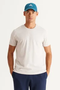 AC&Co / Altınyıldız Classics Men's Beige Melange Cotton Slim Fit Narrow Cut Crew Neck Short Sleeve T-Shirt #2943832