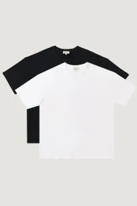 AC&Co / Altınyıldız Classics Men's Black and White Oversized Loose Fit, Crew Neck T-Shirts of 2 Pack