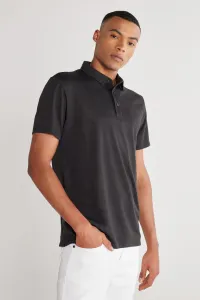 AC&Co / Altınyıldız Classics Men's Black Slim Fit Slim Fit Polo Neck Short Sleeved T-Shirt