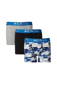 AC&Co / Altınyıldız Classics Men's Navy-Grey 3-Pack Stretchy Patterned Cotton Boxer