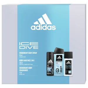Adidas Ice Dive- deodorante con nebulizzatore 75 ml + gel doccia 250 ml + deodorante in spray 250 ml