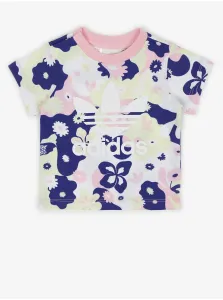 Blue and white girly floral T-shirt adidas Originals - Girls #135442