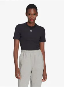 Black Women's Ribbed T-Shirt adidas Originals - Women #909554
