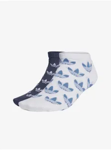adidas Originals Set of two pairs of patterned socks in white and dark blue adidas O - unisex #106426