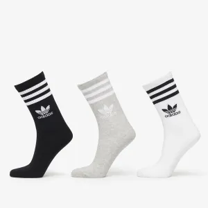 adidas Mid Cut Crew Socks 3-Pack White/ Medium Grey Heather/ Black #2428356