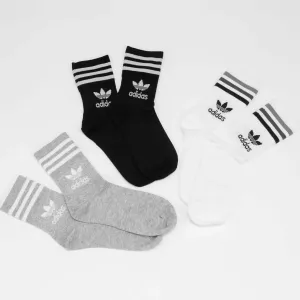 adidas Originals Mid Cut Crew Sock Black/ White/ Gray #268384