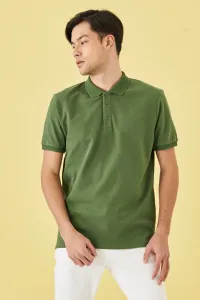 ALTINYILDIZ CLASSICS Men's Khaki 100% Cotton Anti-roll Collar Slim Fit Slim Fit Polo Neck Short Sleeved T-Shirt