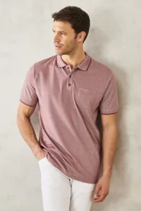 ALTINYILDIZ CLASSICS Men's Shrink-Resistant Cotton Fabric Regular Fit Comfortable Cut Burgundy Non-Roll Polo Collar T-Shirt with Pockets
