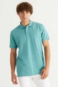 ALTINYILDIZ CLASSICS Men's Petrol 100% Cotton Roll-Up Collar Slim Fit Slim Fit Polo Neck Short Sleeved T-Shirt
