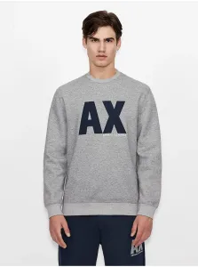 Grey Mens Sweatshirt with Armani Exchange Prints - Men