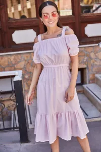 armonika Women's Fuchsia Dress with Elastic Waist, Straps