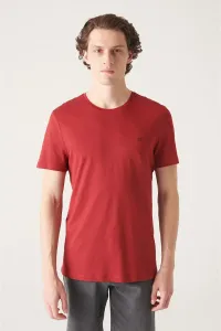 Avva Men's Claret Red Ultrasoft Crew Neck Cotton Slim Fit Slim Fit T-shirt #2789797
