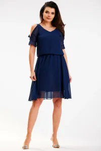 Awama Woman's Dress A572 Navy Blue
