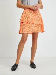 AWARE by VERO MODA Orange patterned skirt with frills VERO MODA Hanna - Women #1044622