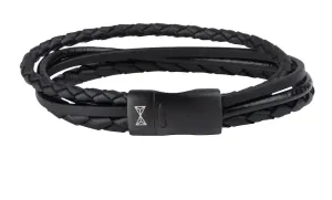 AZE Jewels Bracciale intramontabile in pelle nera Iron Four String Black-on-Black AZ-BL003-C 21 cm - L