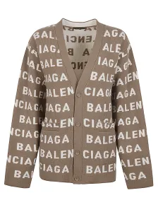 BALENCIAGA - Cardigan In Lana Con Logo Allover #3099468