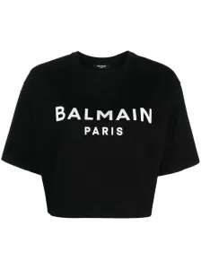 BALMAIN - T-shirt Crop In Cotone Organico Con Logo #3007457