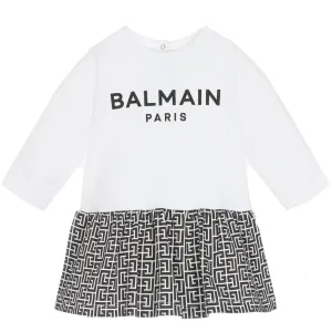 Balmain Baby Girls Logo Dress White - 12M