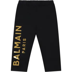 Balmain Baby Girls Golden Logo Leggings Black - 12M BLACK