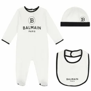 Balmain Unisex Cotton Babygrow Gift Set White - 3M WHITE