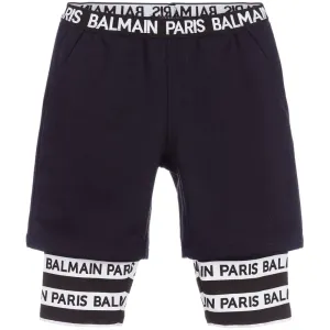 Balmain Boys Logo Layered Shorts Navy - NAVY 6M