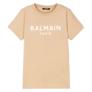 Balmain Boys Classic Logo T-Shirt Beige - 4Y BEIGE