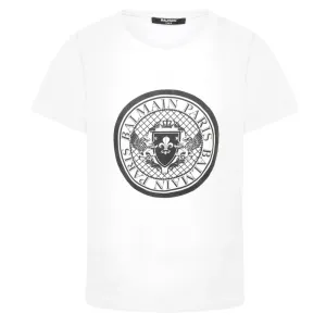 Balmain Boys Medallion Logo T-shirt White - 4Y WHITE