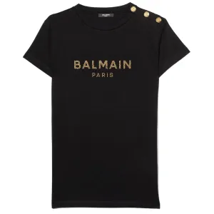 Balmain Girls logo T-shirt Black - 4Y BLACK #478422