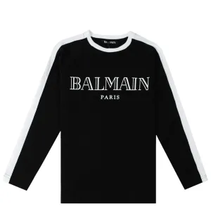 Balmain Paris Boys Long Sleeve T-shirt Black - BLACK 8Y