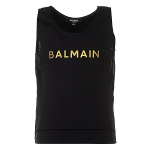 Balmain Logo Print Sleeveless Top Black - 12Y BLACK