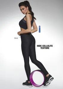 Bas Bleu AURA black leggings with wasp waist, cellulite hiding structure and welt emphasizing buttocks #1432953