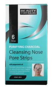 Beauty Formulas Cerotti detergenti per naso con carbone attivo Charcoal (Cleansing Nose Pore Strips) 6 pz