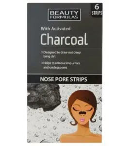 Beauty Formulas Cerotti detergenti per naso con carbone attivo Charcoal (Nose Pore Strips) 6 pz