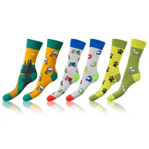 Bellinda 
CRAZY SOCKS 3x - Funny crazy socks 3 pairs - light green - dark green - blue