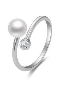 Beneto Anello aperto in argento con vera perla e zircone AGG469P