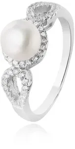Beneto Anello in argento con cristalli e perla vera AGG205 54 mm