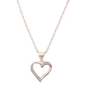 Beneto Collana in argento placcato oro rosa con un cuore AGS289 / 47-ROSE (catena, pendente)