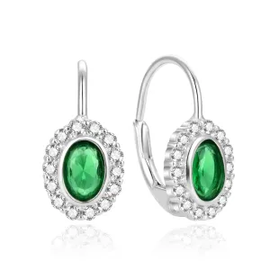 Beneto Eleganti orecchini in argento con zirconi verdi e chiari AGUC1810L